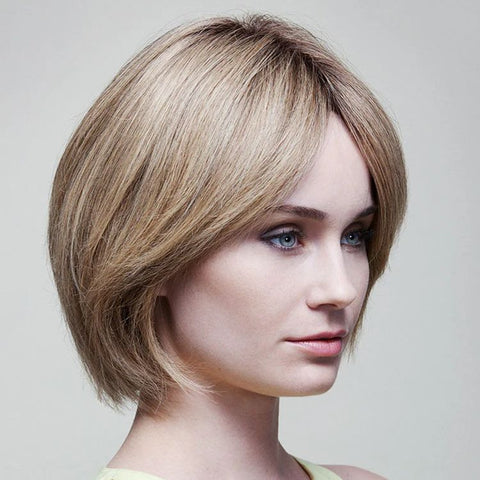 Ashley Petite Mono/Hand - Tied Lace Front Human Hair Wig Bronze Collection by Dimples - Valentine Wigs