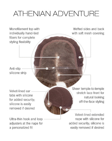 Athenian Adventure Mono Top Ext Lace Front Human Hair Wig by Raquel Welch Wigs - Valentine Wigs