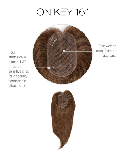 On Key 16" Human Hair Mono/Hand - Tied Topper By Raquel Welch - Valentine Wigs