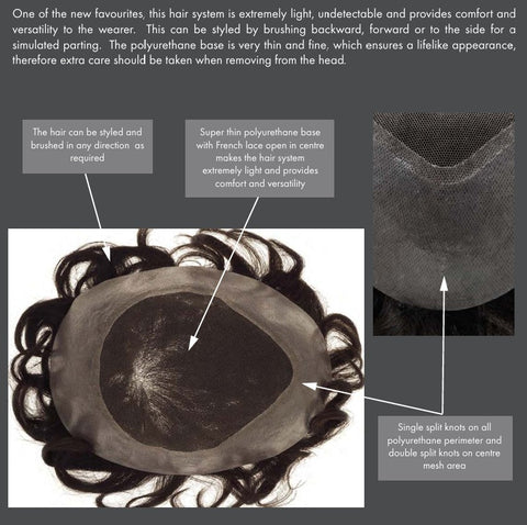 Polylace Toupee Men's Collection By Dimples - Valentine Wigs