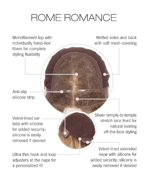 Rome Romance Mono Top Ext Lace Front Human Hair Wig by Raquel Welch Wigs - Valentine Wigs