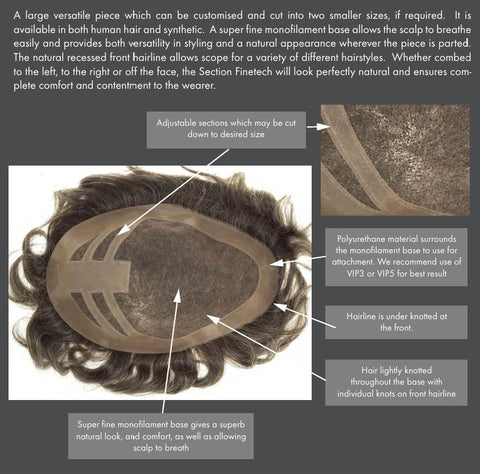 Section Finetech Mono Toupee Men's Collection By Dimples - Valentine Wigs